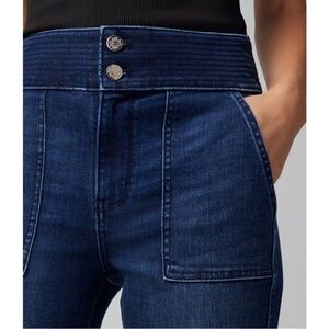 White House Black Market Trapunto Slim Jeans in a dark wash